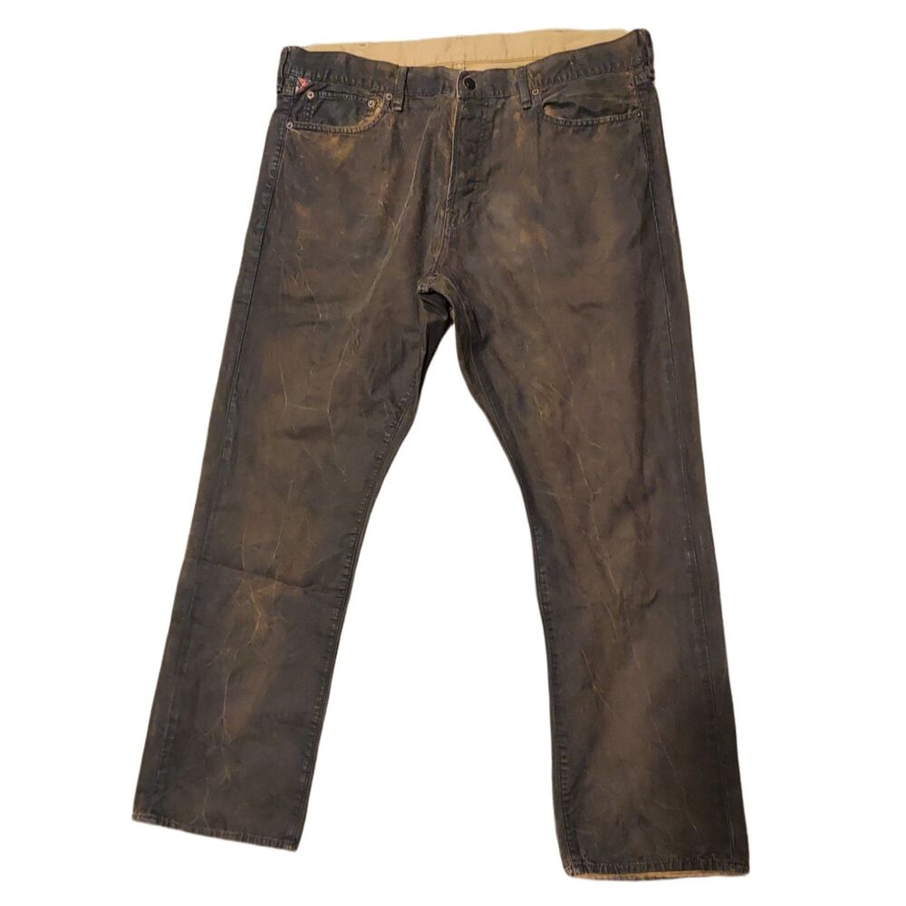 Ralph Lauren Denim & Supply Waxed Brown Slim Miner Canvas Jeans 38x30